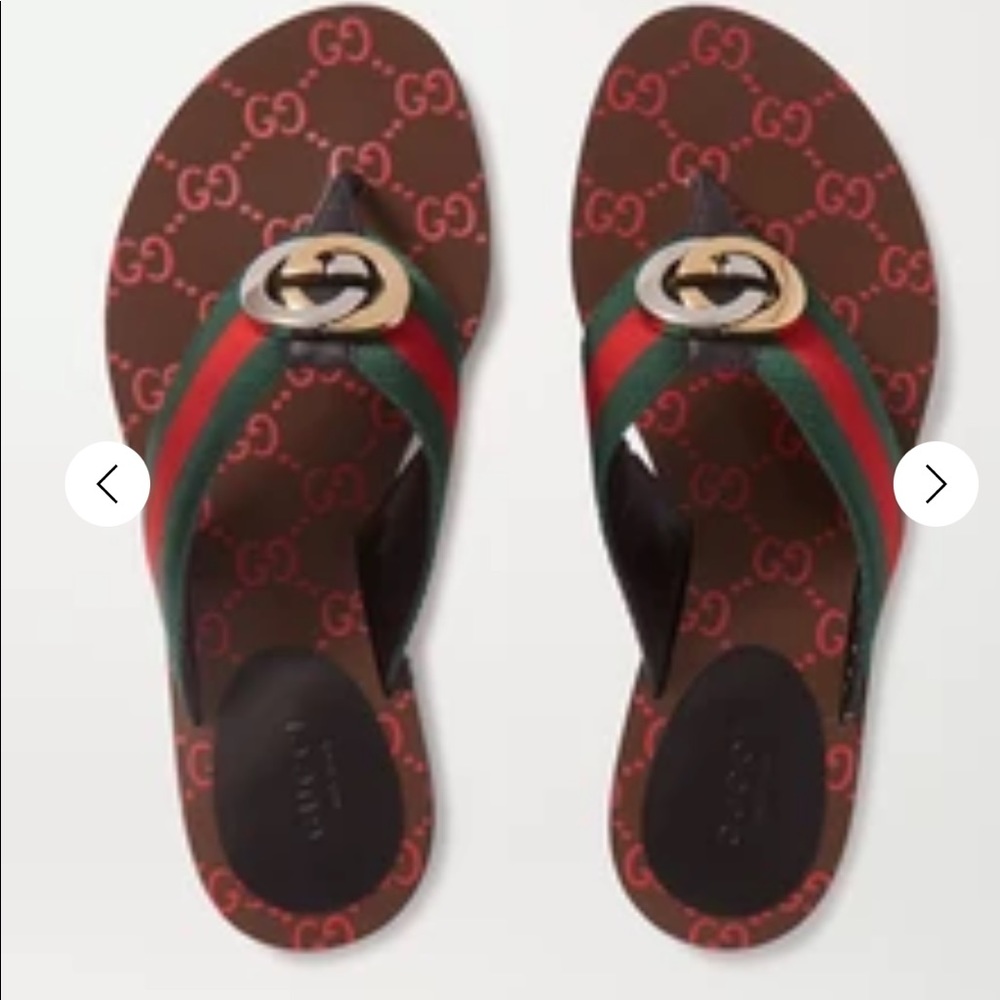 Authentic GUCCI
Kika logo-embellished striped canvas and leather sandals